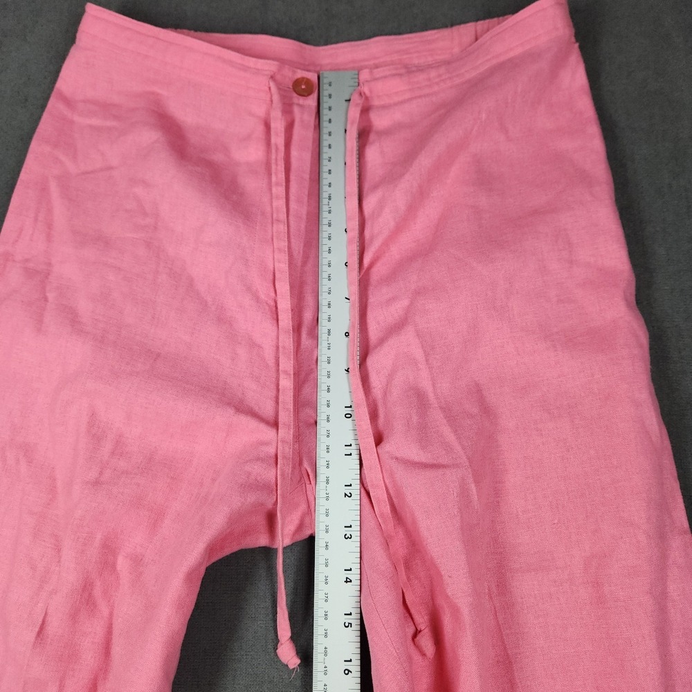 Sag Harbor Pants Womens Size 8 Petite Cropped Linen‎ Embroidered Floral Pink - Picture 7 of 10